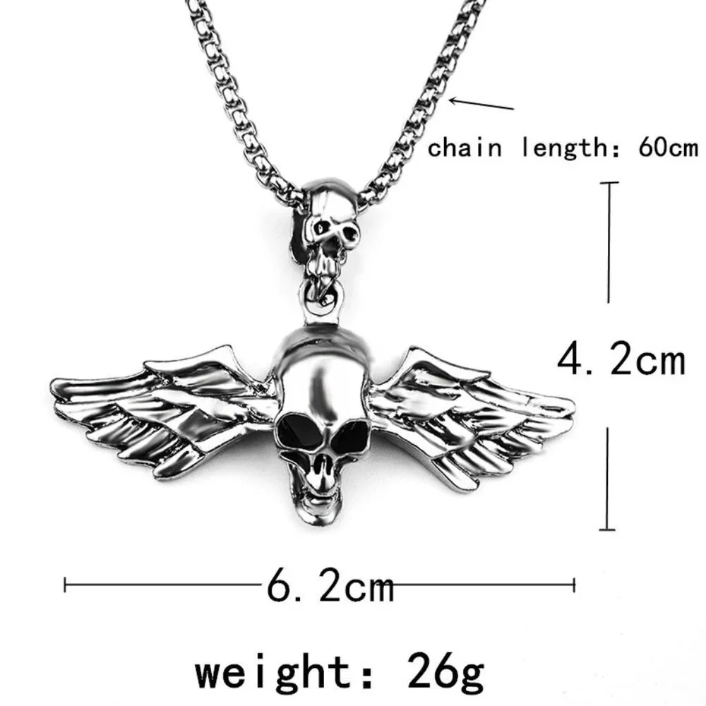 ❤️Viking style brand street skull wings pendant necklace for men, N90201P199